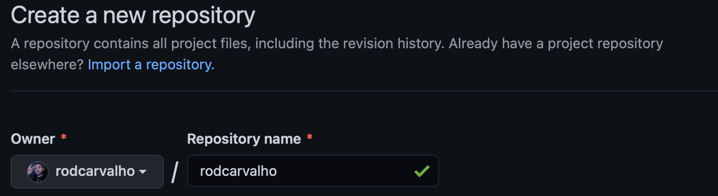 Criando o repositório do perfil
